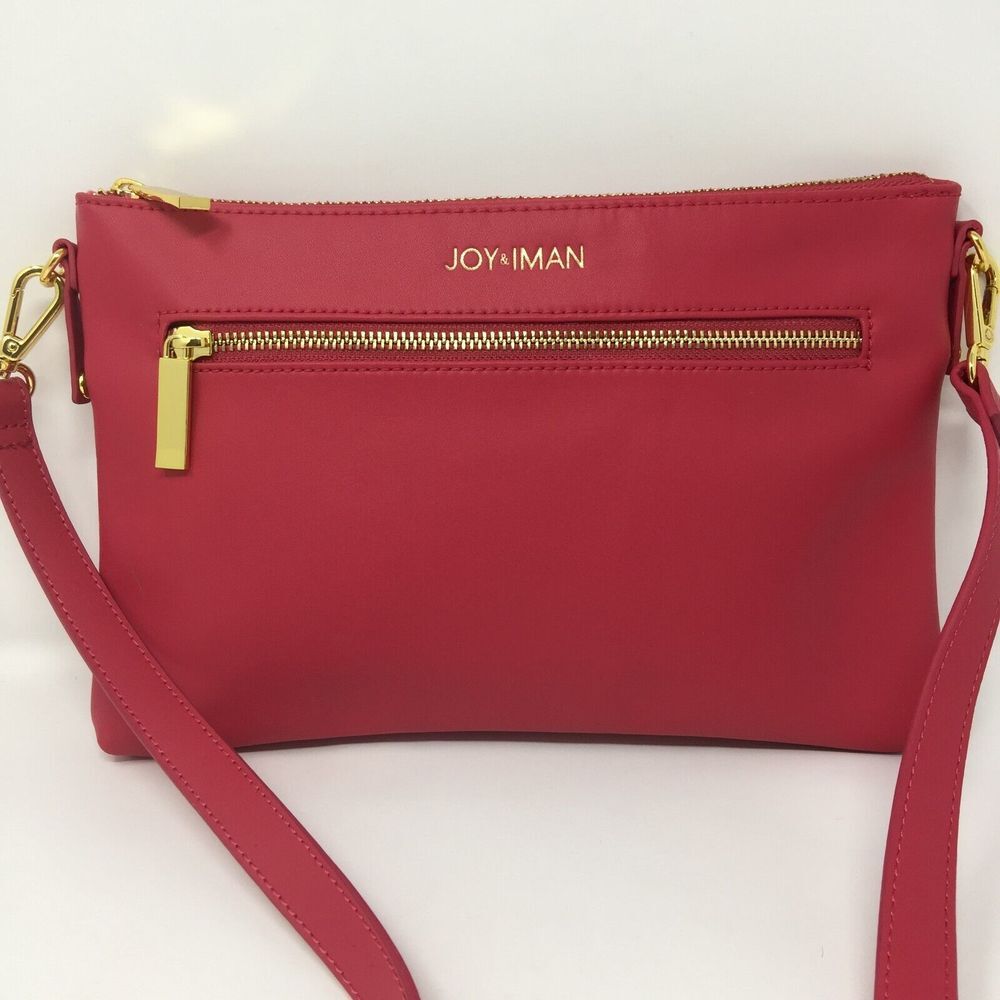 Joy & Iman Smooth Pink‎ Leather Purse Crossbody Handbag 11 X 8